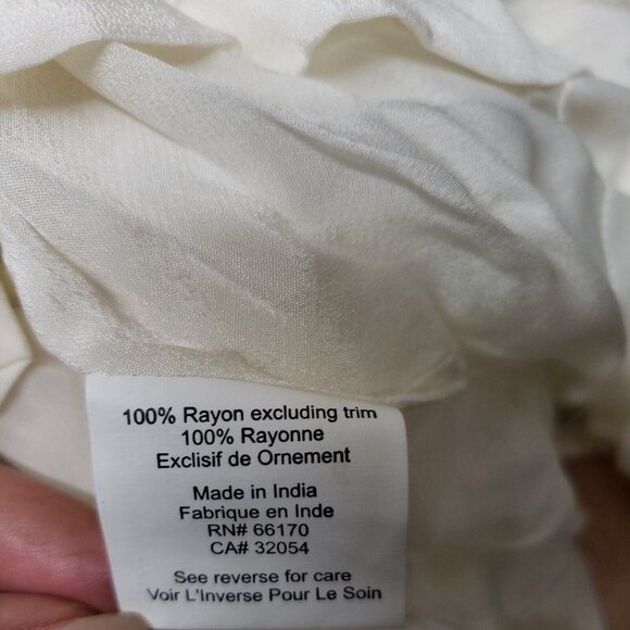 Tanvi Kedia $178 Sz XS Cream Multi Color Beaded Batwing Sleeve Rayon Top - Picture 9 of 11